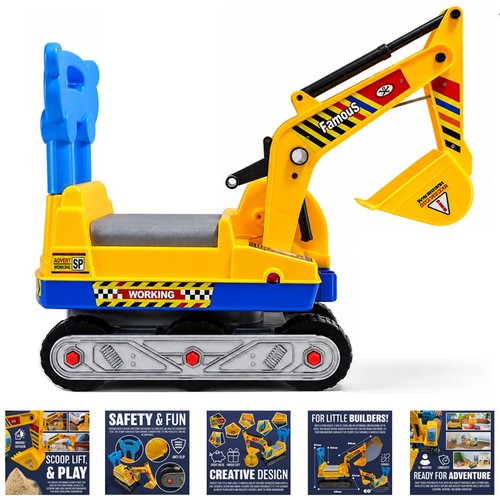 Kids ride push along digger - push,