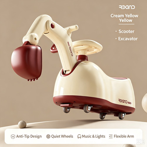 Kids ride excavator - kids, on